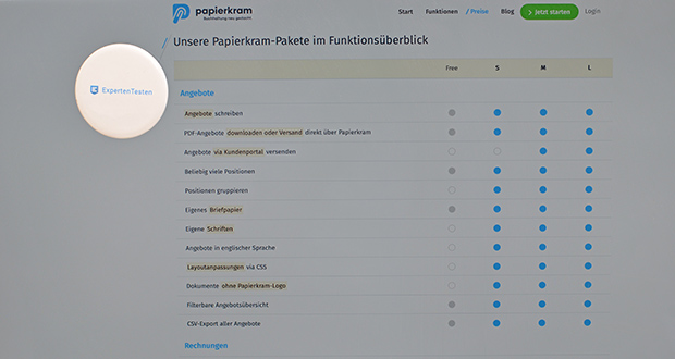 Papierkram.de Buchhaltungssoftware in der neuesten Teststrecke